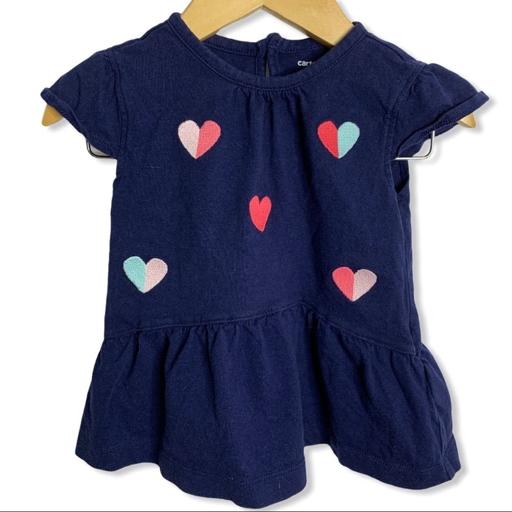 Navy blue‎ short sleeve knit dress heart print 24m
